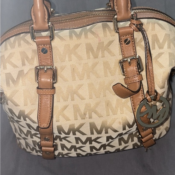 Michael Kors Signature Beige and Brown Satchel